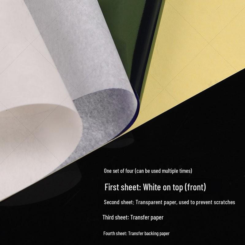 Čtyřlistový A4 papír na přenos tetování - Žlutá zadní strana pro tisk tetování