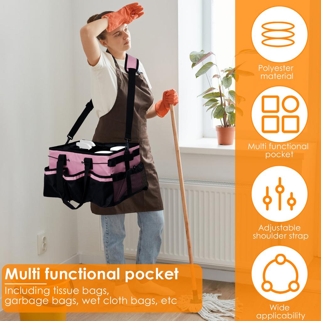 Cleaning Caddy Bag with Handle and Multiple Pockets Cleaning Tool Organizer Bag Large Capacity Supplies Organizer for for Car