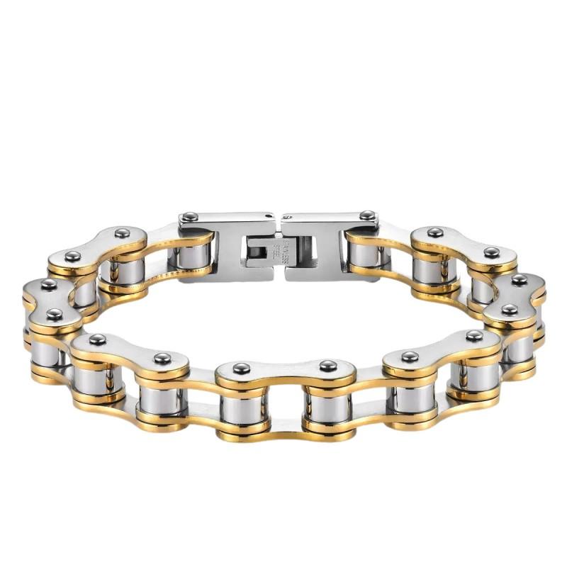 Braccialetto da Ciclismo in Acciaio Inossidabile Uomo Stile Punk Maglie a Catena Geometriche Accessorio Biker Lunghezza 21cm