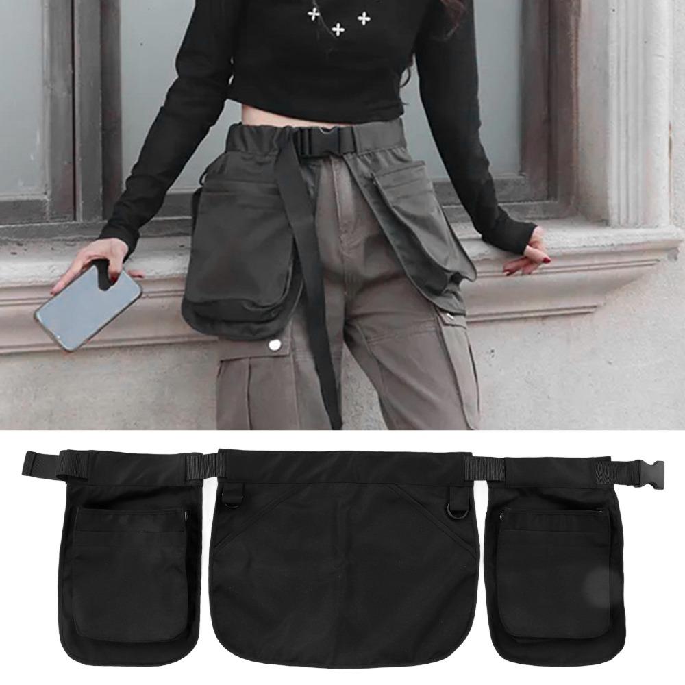 Sac Tablier de Taille Multi-Poches Fermeture à Glissière Pochette à Outils de Taille Durable Ceinture Réglable Sac de Taille en Nylon Jardinage