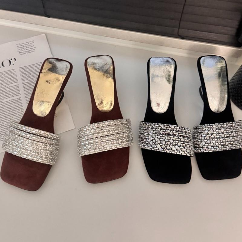 Fashion Crystal Women Flats Slippers Elegant Fashion Shoes Dress Woman Sandals Summer 2025 Party Luxury Slides New Mujer De Zapatillas