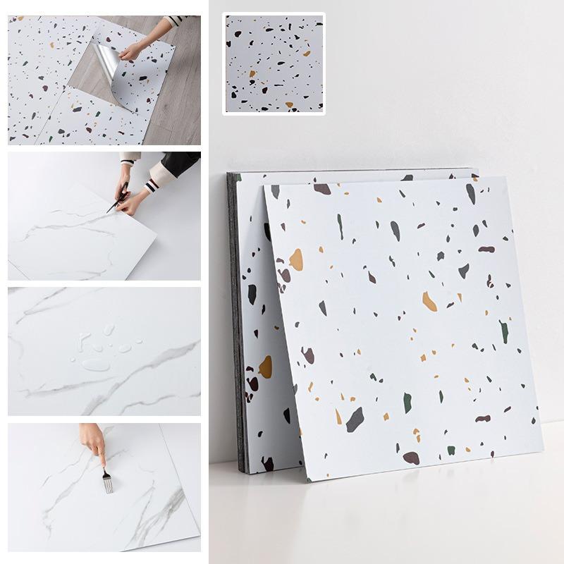 

45cm Easy Apply Self-Adhesive Faux Tile Wall Stickers Waterproof PVC,Cuttable Peelable Marble Effect Decals for Kitchen Bathroom (as the picture,6pcs-45x45cm)