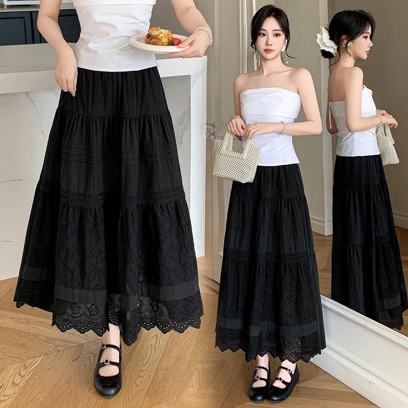 

Белая юбка средней длины и длинная юбка весна и лето кружевная юбка женская с высокой талией юбка-торт длинная юбка one size fits all чёрный