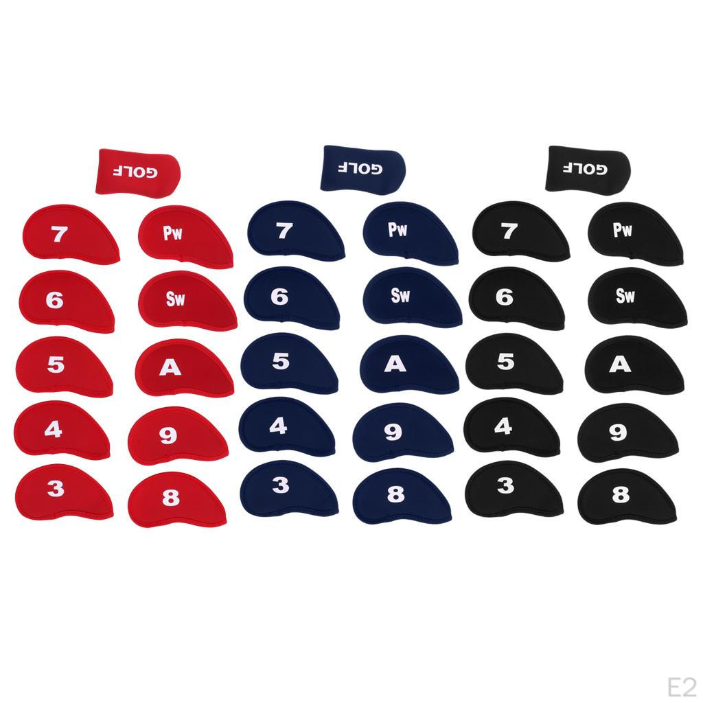 10 Neoprene Golf Club Iron Head Cover Protective Cover, Double-Sided Number Label Printing