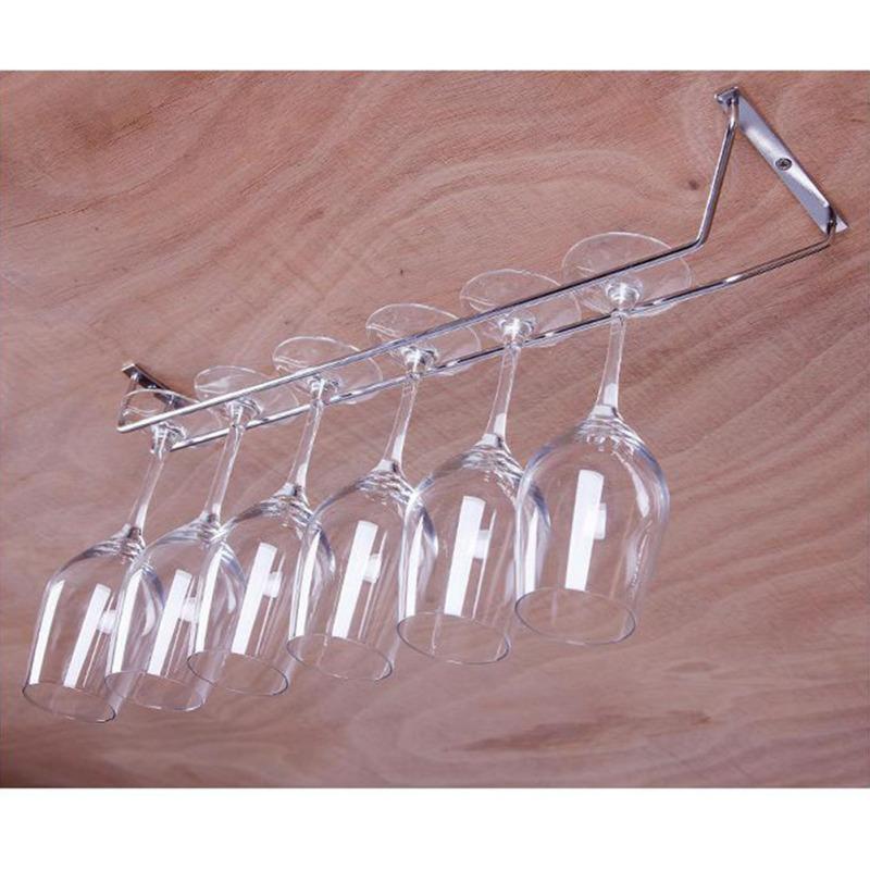 1 Pcs 1-5 Rows Stainless Steel Wall Mount Stemware Wine Glass Hanging Rack Holder Shelf
