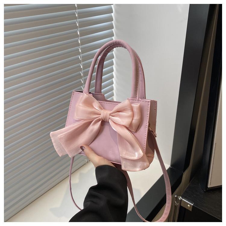 Butterfly Bow Small Shoulder Bag Pu Material With Zipper Closure For Daily Use