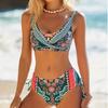 Summer 2025 Fashion Boho Vintage Bikini Sets Sexy High Waist Swimsuit Women's Sexy Slimming Two Piece Luxury Vacation Clothings