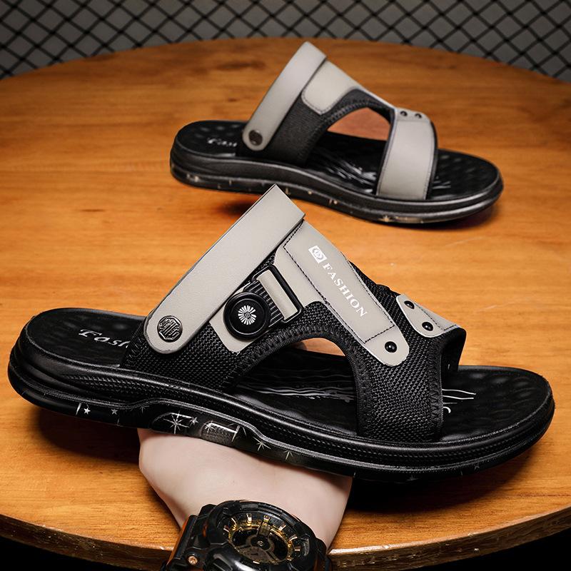 

Мужская обувь лето новая высококачественные сандалии с открытым носком нескользящие удобные пляжные туфли для вождения универсальные повседневные сандалии 38 бежевый