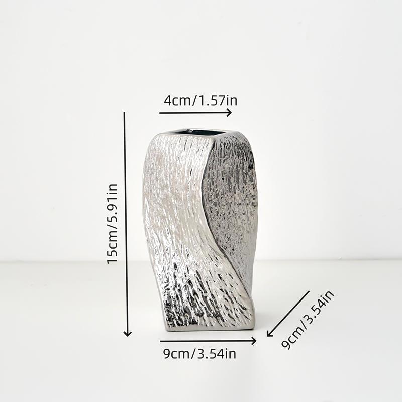 

1шт керамические аксессуары для украшения дома цветочная композиция художественное украшение серебряная гальванизированная керамическая ваза для гостиной 2 размера S