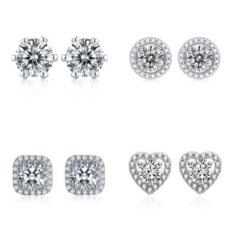 Moissanite Six-Claw Zircon Earrings, S925 Sterling Silver, Women's Fashion