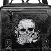 Skull Laptop Backpack, Embroidered punk Hiking Daypack Leather Backpack for shopping Boy Men