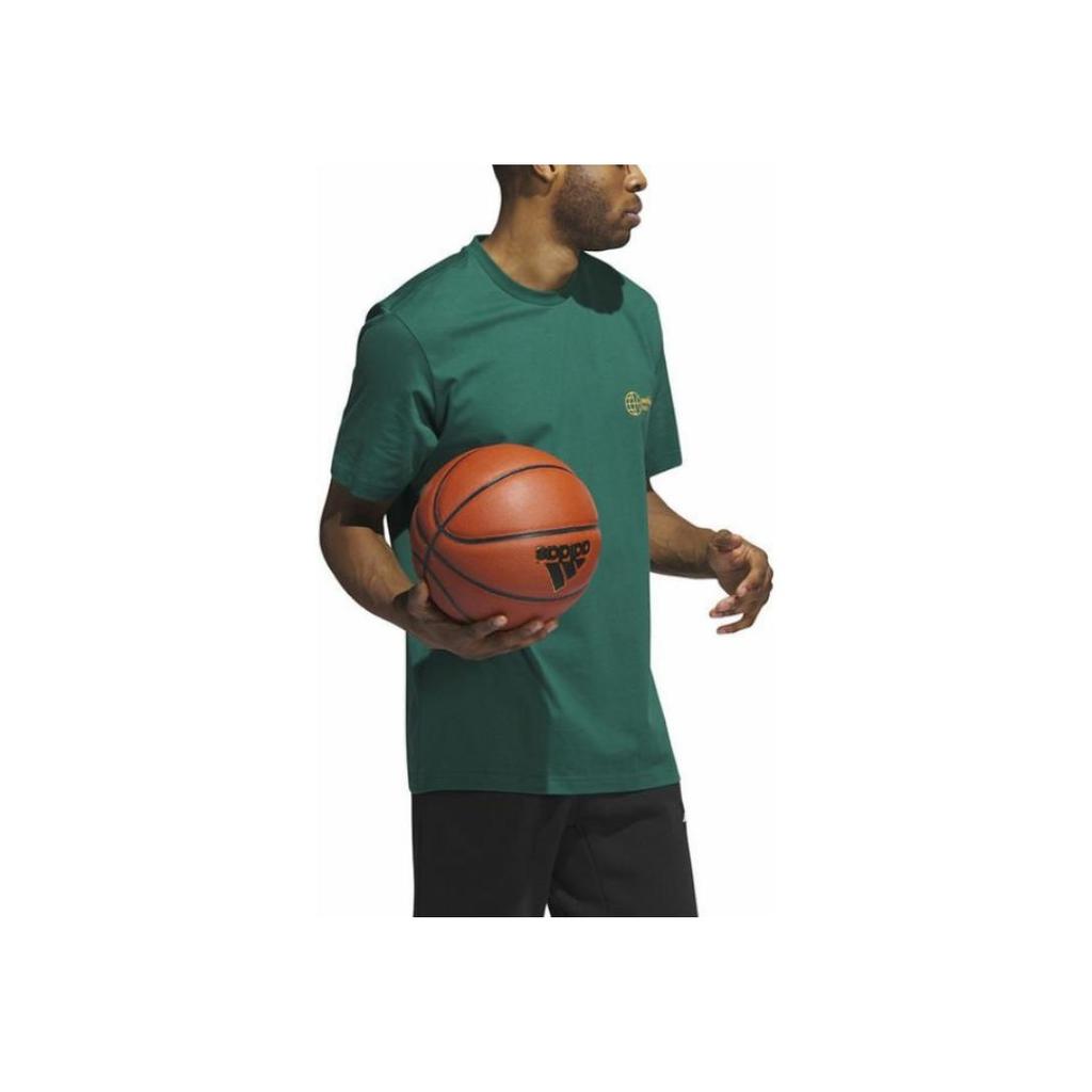 Adidas Basketball Series Graphic Print Sports Crew Neck Short Sleeve T-Shirt Men Tops Green IM4615