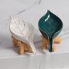 Modern Ceramic Soap Holder NonSlip Base Golden Leaf Pattern Soap Dish Organizers Tray for Bathroom Kitchen Essential
