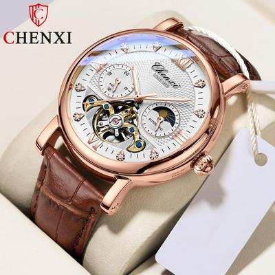 New TOP Brand Luxury Men's Watch With Box Automatic Sun Moon Star Flywheel Waterproof Men's Watch Men's Mechanical Watches