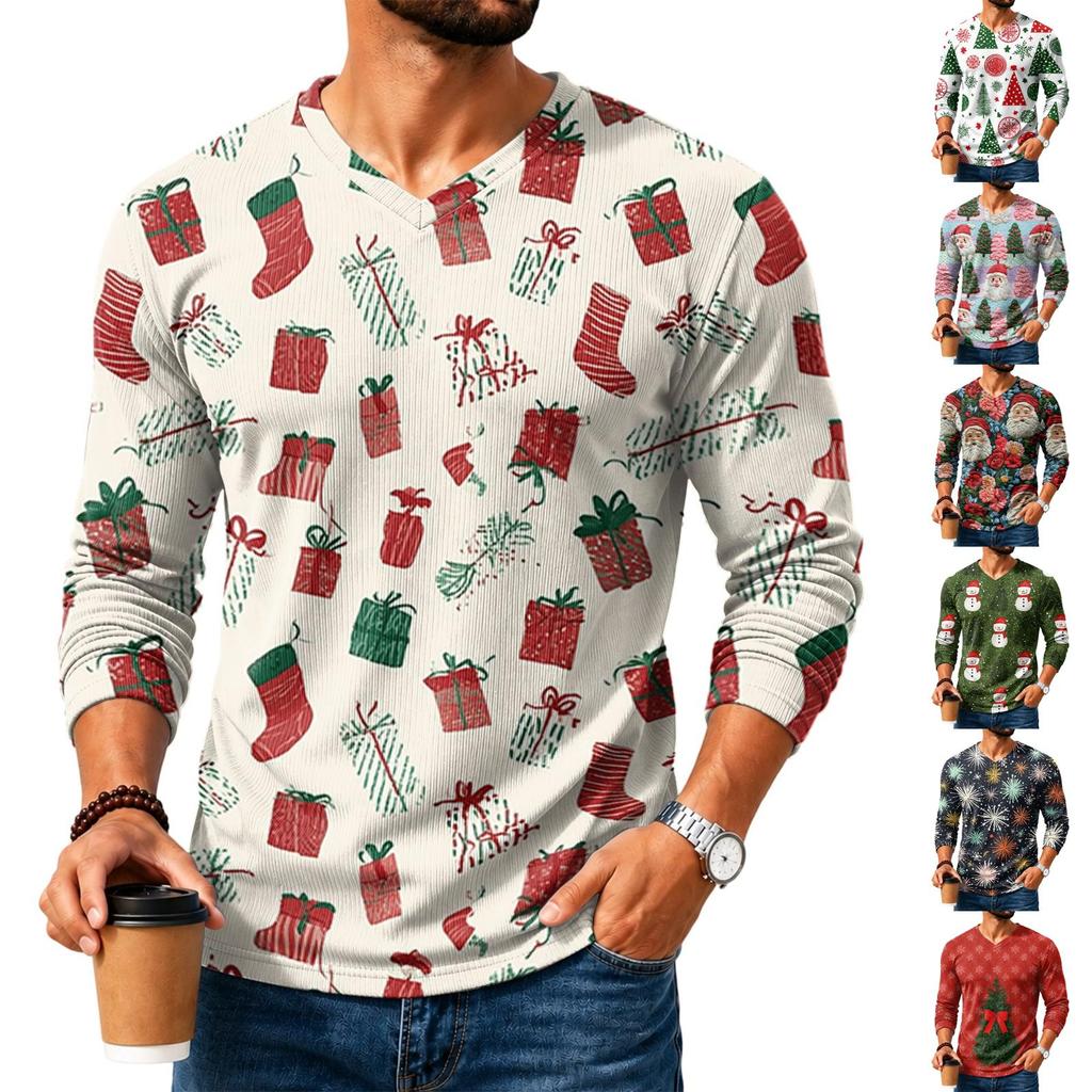 Men's Casual Loose Fit V-Neck Top