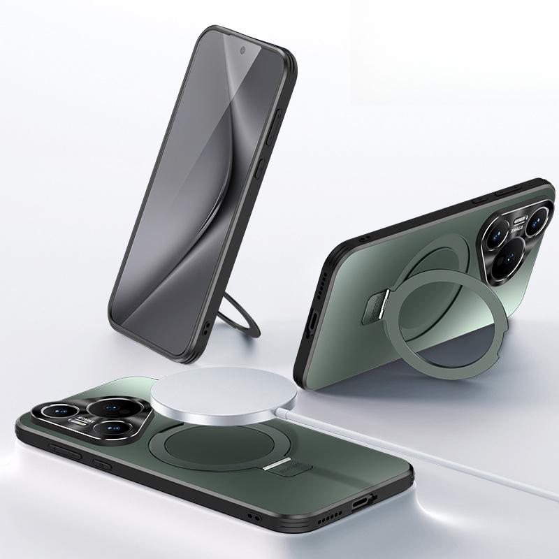 

Suitable for Huawei Pura70pro Phone Case, Magnetic Stand, P70 Matte All-inclusive Lens, Shockproof, High-end Business Men Huawei Pura 70Ultra