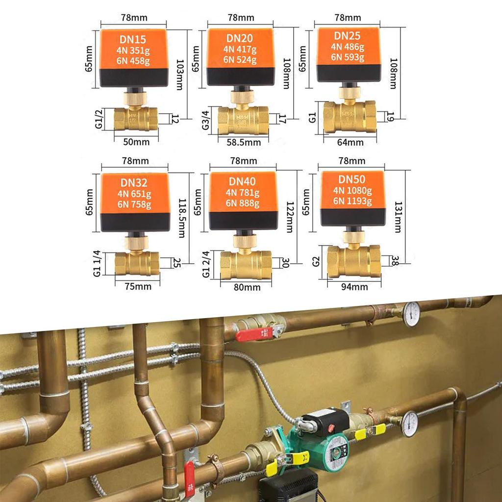 Ball Valves, Electric Valve, Low-noise Actuator for Units, Air Conditioning