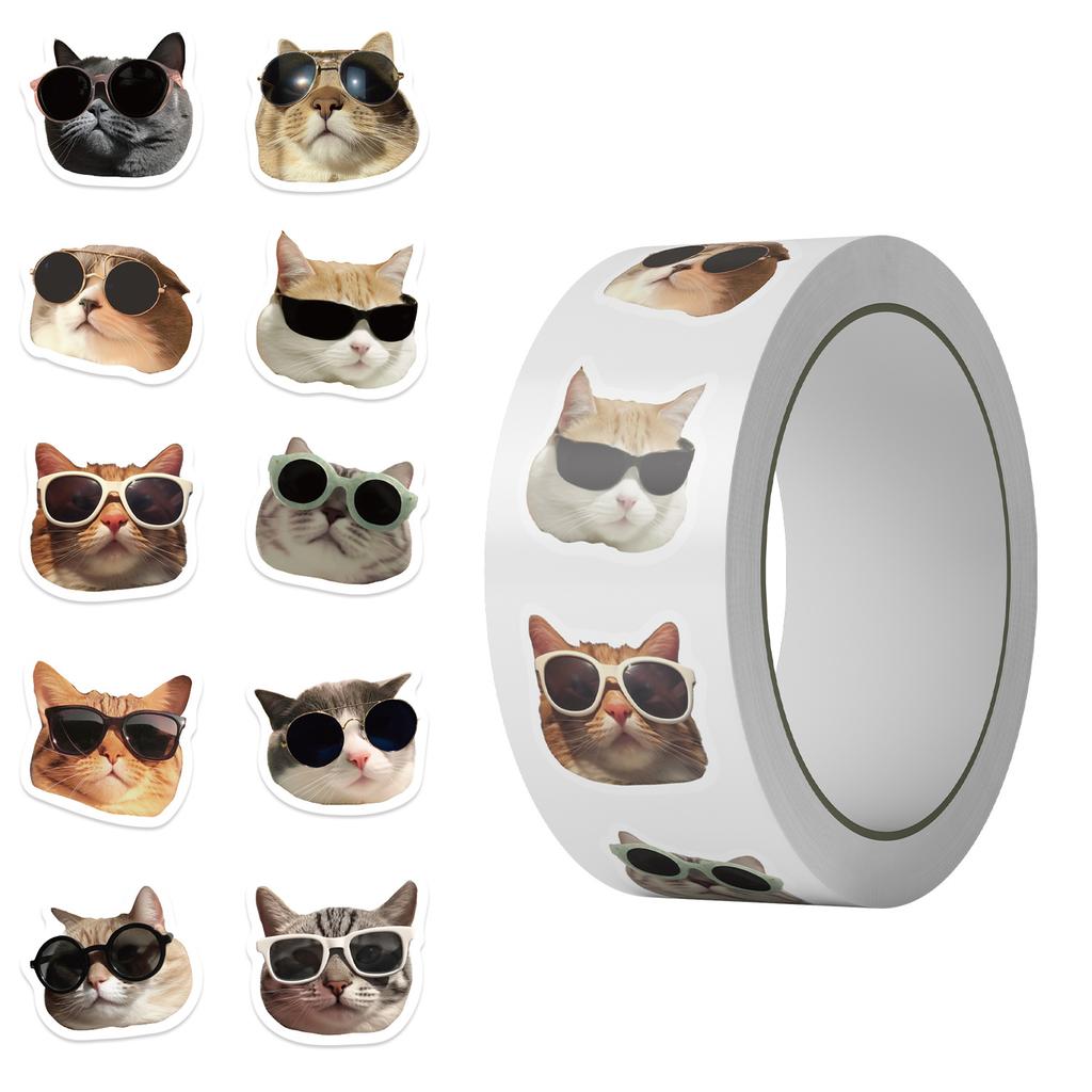 500 Pieces/roll Roll, Tape, Wear Sunglasses, Cat Head, Handbook Material, Decorate The Envelope Mouth