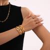 Qiong Yao Classic Smooth Water Drop Bangle, Fashionable Couple's 18K Gold Stainless Steel Open Bracelet