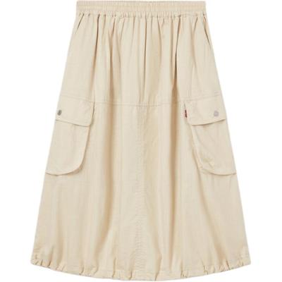 Levis Voľná Jednofarebná Mäkká Pohodlná Ležérna Dlhá Sukňa Dámske Sukne Svetlohnedá 003W4-0002
