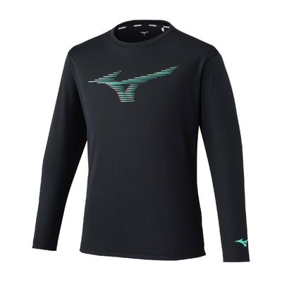 Mizuno Practice Shirt Long Sleeve Tennis Badminton Wear Easy To Move Sweat-Wicking Quick-Drying 62JAD044 Unisex Black XS