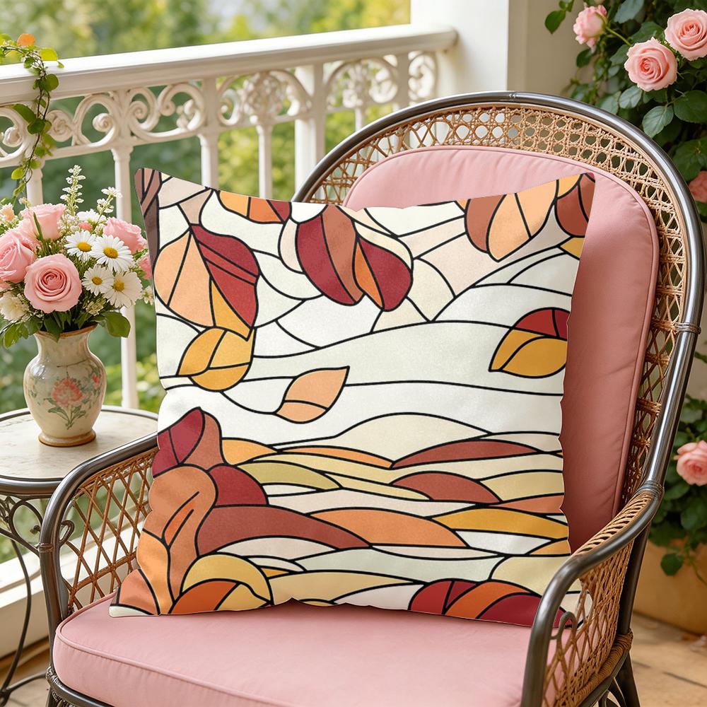 Classic Leaf Glass Cushion Cover Soft Plush Throw Pillow Cover  DoubleSided Decorative Cushion Case  Sofa Bedroom Home Decor