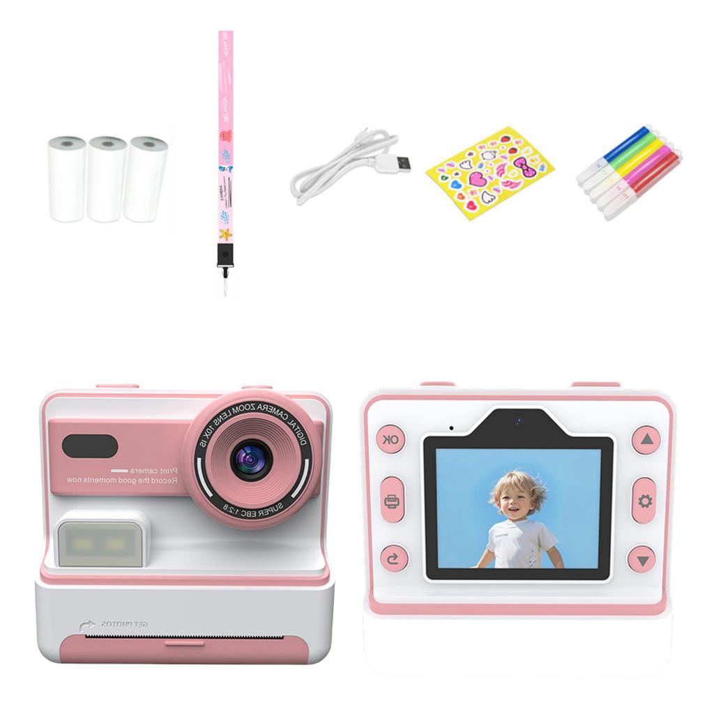 2.4inch Screen Kids Camera Instantly Print Digital Camera Built-in 1200mAh Rechargeable Battery Support 1080P