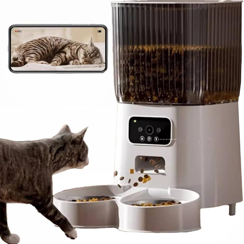 Cats Dogs Automatic Timed Quantitative Feeder Durable Plastic Smart Pet Bowl