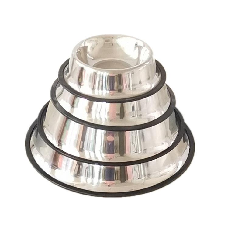 Round Travel Drinking Water Food Feeding Stainless Steel Dog Bowl