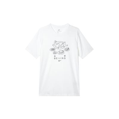 Beijing Food Print Short Sleeve T-Shirt Men Tops White CZ3588-100