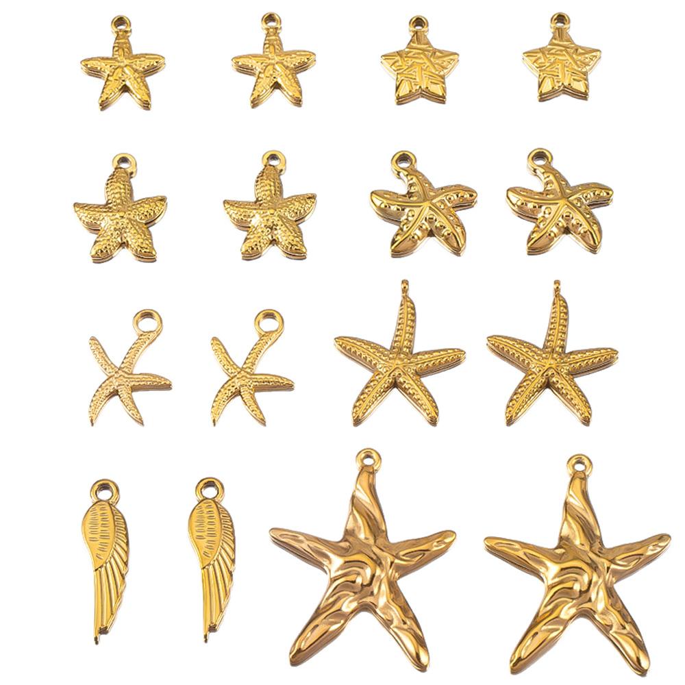 5pcs Stainless Steel Summer Starfish Sea Star Charms for DIY Earring Jewelry Materials Making Pendants Supplies Crafts Wholesale