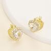 Luxury Gold Color Heart Shaped Cz Hoop Earrings Women Sparkling Classic Halo Earrings Setting Zircon Women Dating Fine Jewelry