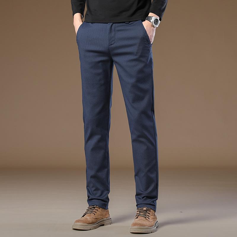 2024 Spring And Autumn New Men'S High End Leisure Slim Fit Elastic Straight Leg Western Pants Business Pure Cotton Pants