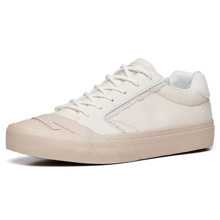 Anta Zapatillas de Lona de Caña Baja Duraderas Antideslizantes Zapatillas de Mujer Gris Rosa 122228077S-4