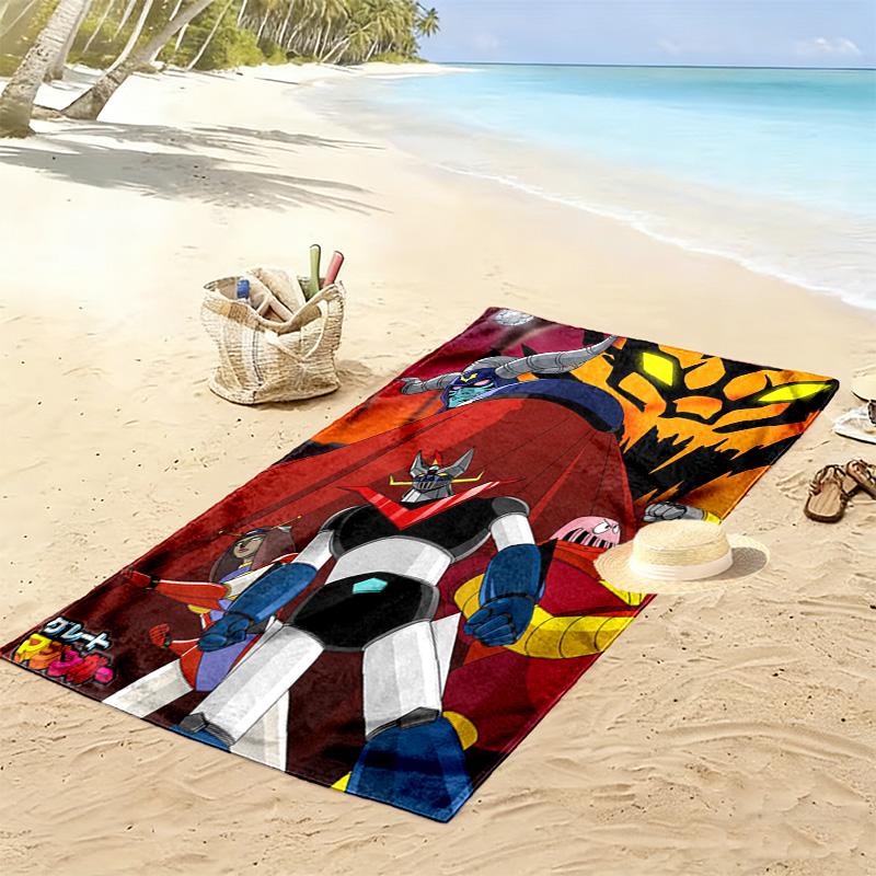 Retro robot 2D Flat Print Beach Towel, Large Soft Quick Dry Towel for Beach Camping SwimmingSSTJ0917283