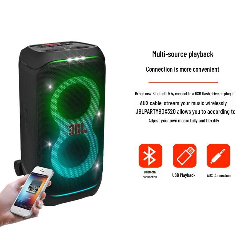 JBL PartyBox 320 Portable Bluetooth Speaker with Microphones