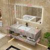 Modern Minimalist Sintered Stone Washbasin Set with Seamless Ceramic Sink, Bathroom Cabinet, and Mirror Storage Cabinet