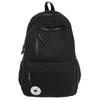 Middle School Student Schoolbag Women's Large Capacity Backpack Men Solid Color Nylon Backpack