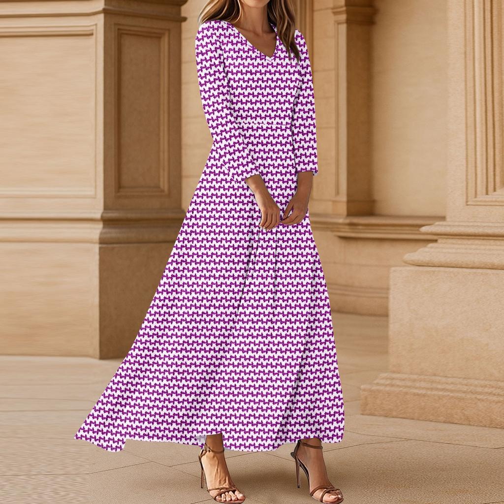 Dresses For Womens Vintage Flower Tunic Waisted Midi Dress Summer Casual  3/4 Sleeve Dress