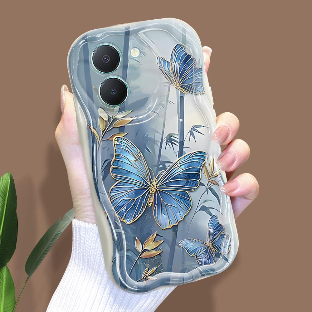 Cute Cartoon Pattern Cream Texture Casing Wavy Edge Soft Silicone Cover Phone Case for Vivo