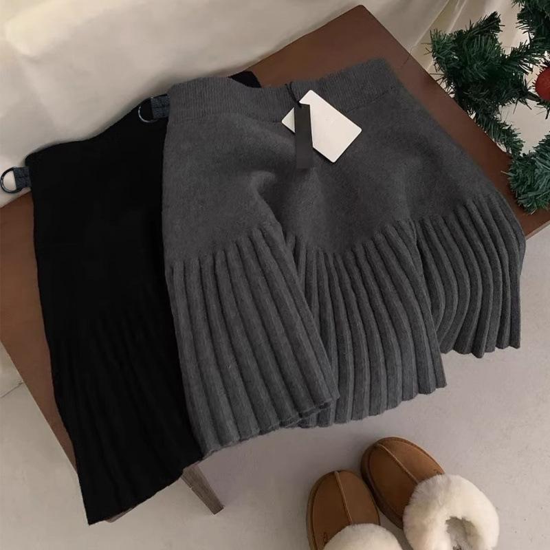 Maternity Pleated Wool Skirt - Adjustable, Warm, No Belly Support, Autumn/Winter L