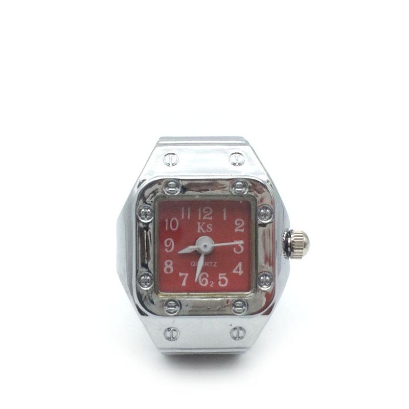 Stylish Alloy Silver Shell Ring Watch with Large & Small Numbers for Men & Women