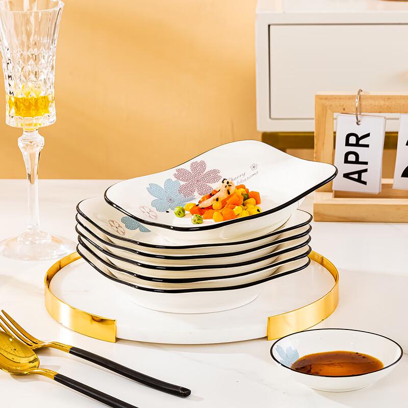 Haoya Jingdezhen Ceramic Dinner Plates - Flourishing Flowers (6-Piece Set)