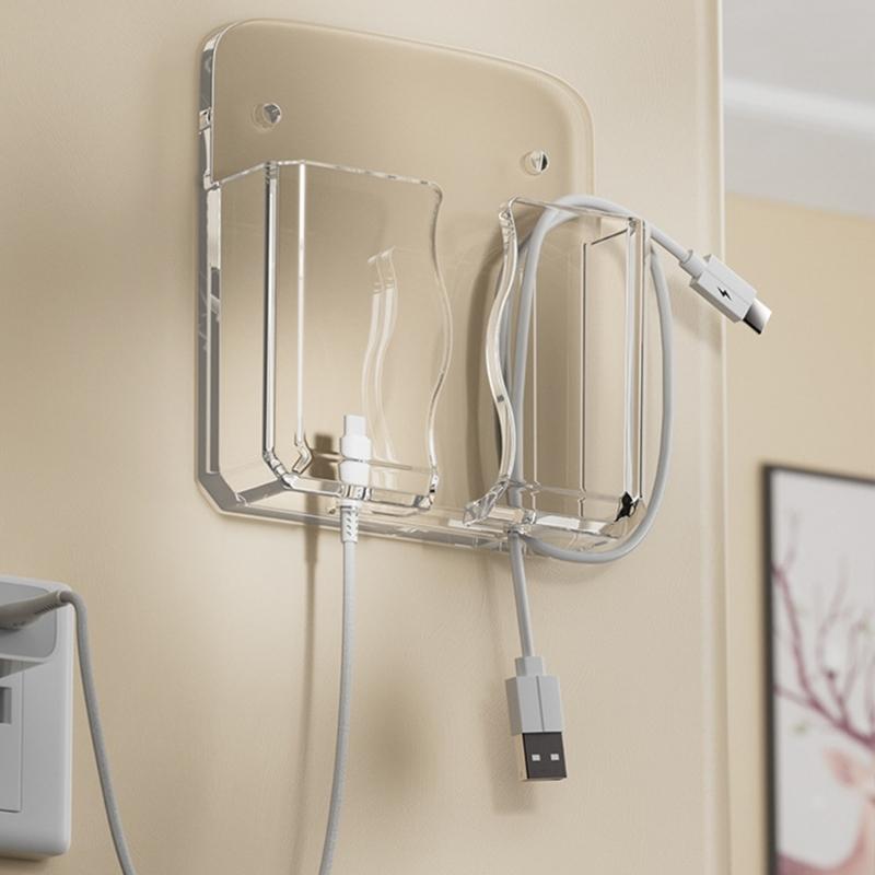 Adhesive Wall Phone Holder Space Saving Design for Home Office Organizing with Charging Slot and Multifunctional Storage