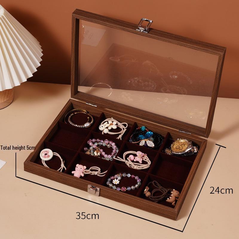 Walnut Wood Jewelry Storage Box with Lid for Bracelets, Necklaces, Rings, and Earrings