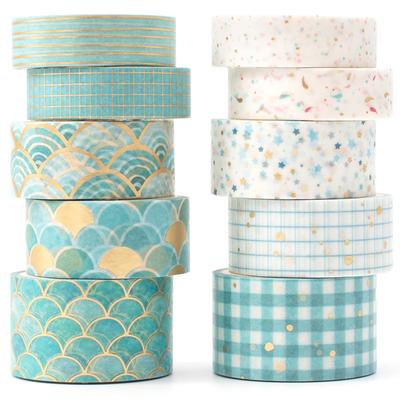 YUBX Masking Set of Creative Washi Tape with Gold Foil Stamping for DIY Gift and Gift Decoration Tape, 10, Crafts, Journals, Planners, Scrapbooks,