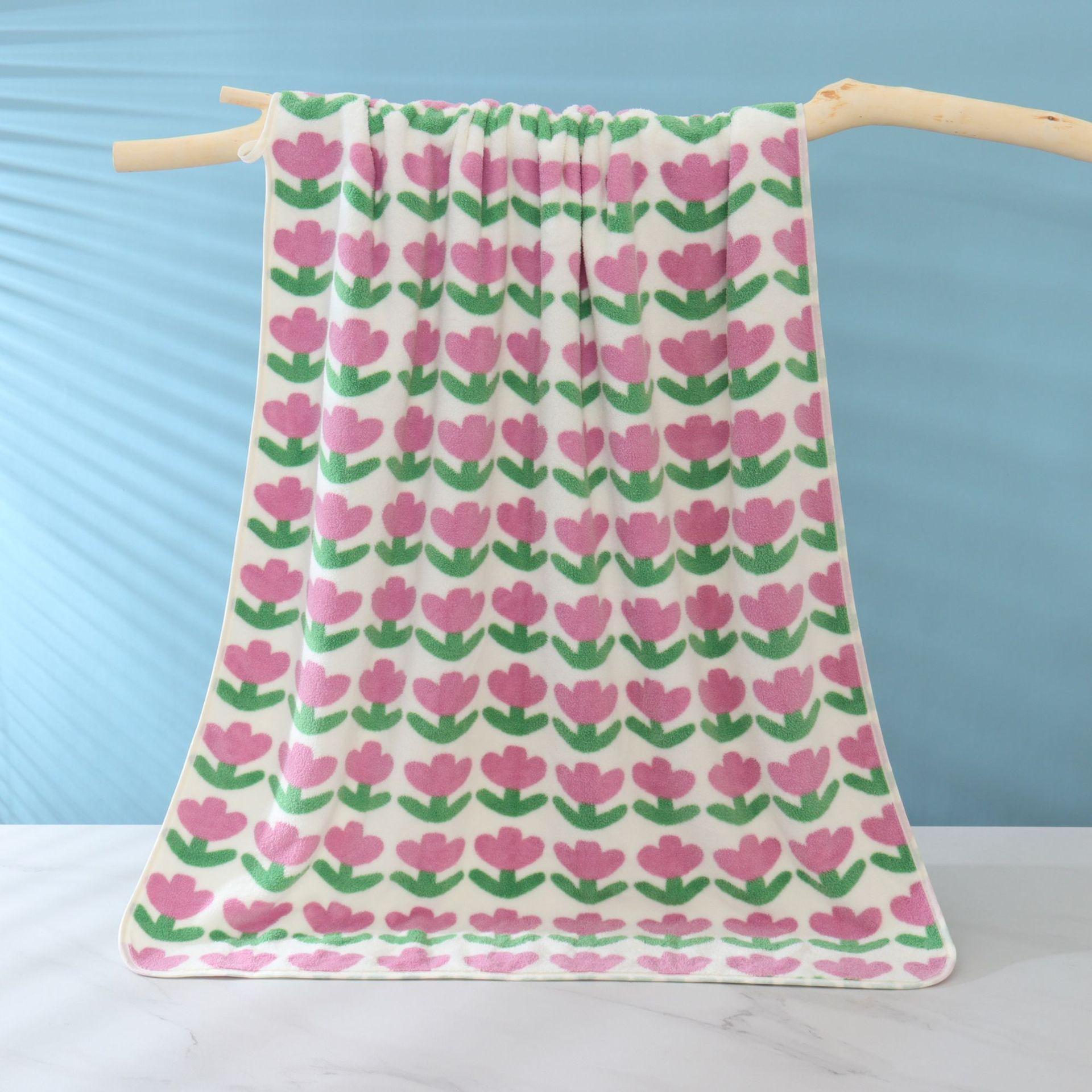 

Полотенце из кораллового флиса Тюльпан Полотенце Шапочка для сушки волос Набор из трех штук Хлопок Мягкое Впитывающее Быстросохнущее Полотенце Tulip Bath Towel [Purple]