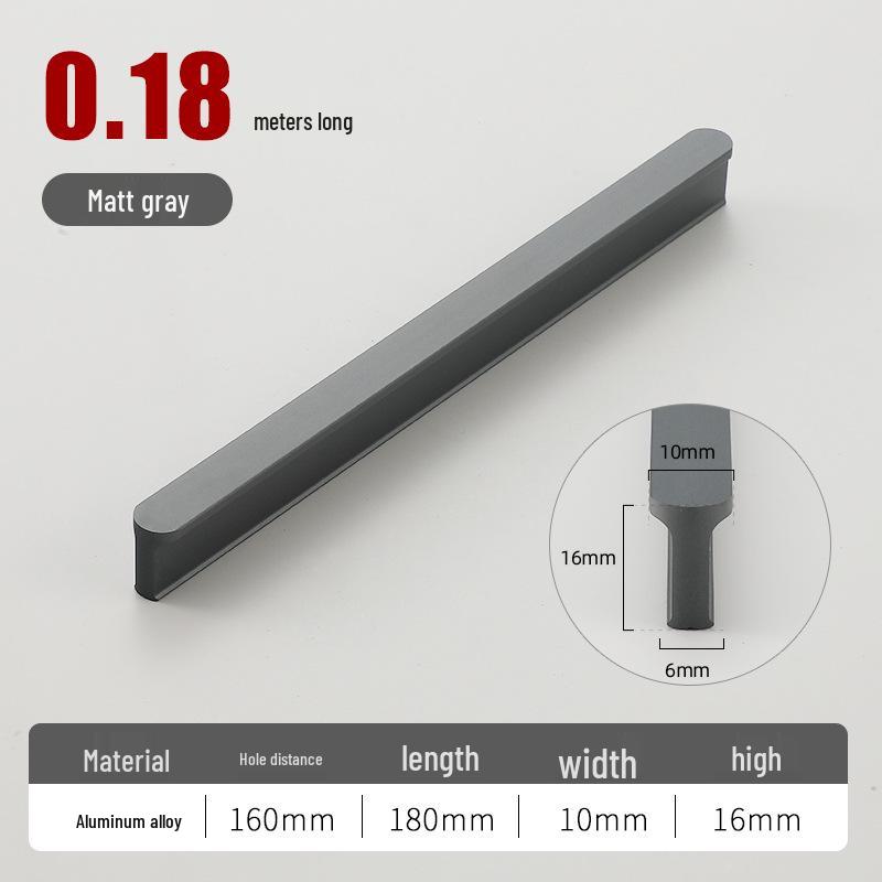Round T-Type Black Wardrobe Door Handle with Gray, Gold, and Silver Edges