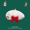 Bow christmas beret girl parent-child children's hat woolen thermal hat christmas gift painter hat