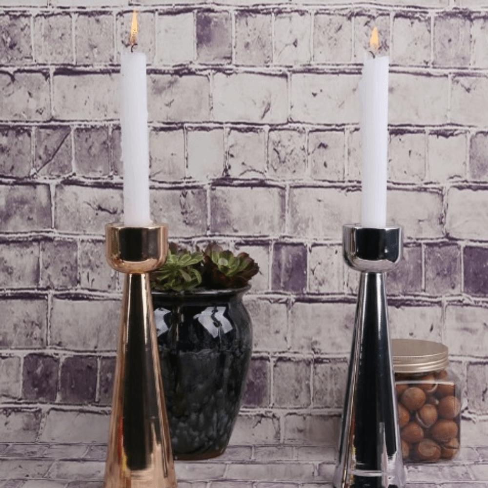 Gold Sliver Non Slip Base Candlestick Tabletop Wax Catching Candle Stand Restaurant Table Layout